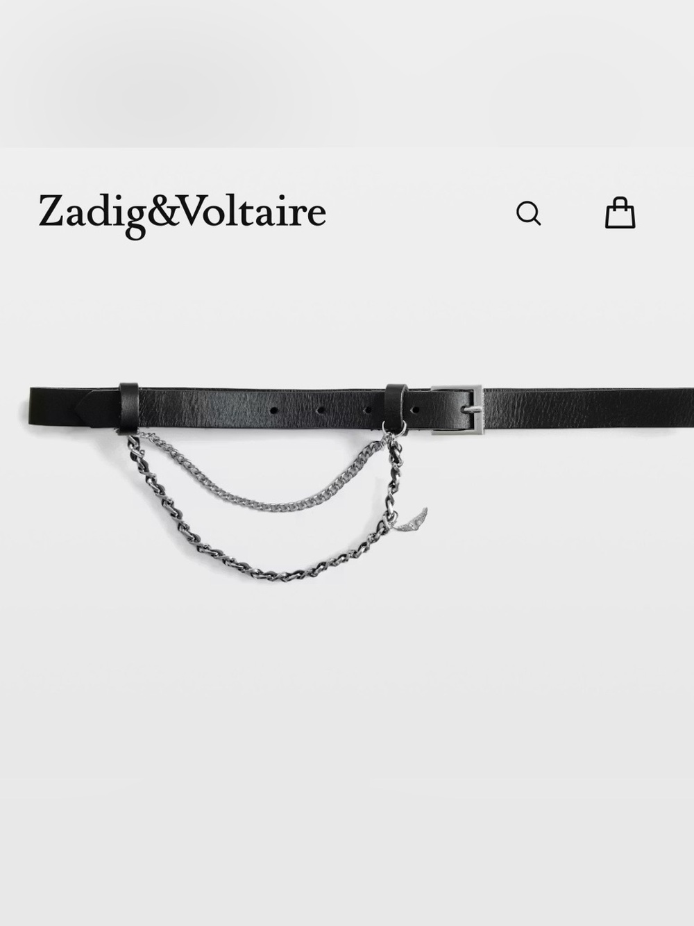 Zadig & Voltaire Black Leather Rock Chain Belt size 1 NWT
